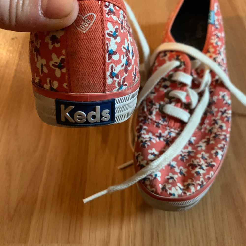 Keds Coral Floral Canvas Sneakers with White Laces